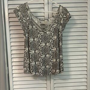 Bethany Mota Black and White Ruffled Blouse